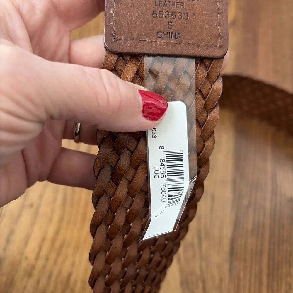 Michael Kors Braided Genuine Leather Belt Boho Brown Women's Small New With Tags